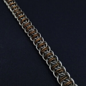 Handgefertigtes Bore Worm Armband in Silber und Bronze